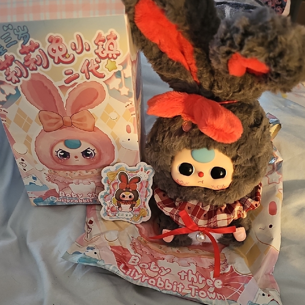 Baby Three Plush Toy - Gray and Red